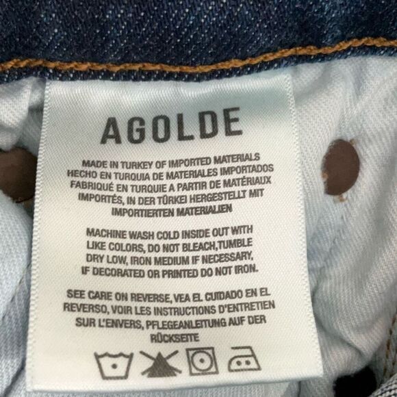 Agolde Sophie Dark Wash Blue High Rise Frayed Hem Stretch Denim Skinny Jeans Siz - Picture 6 of 10